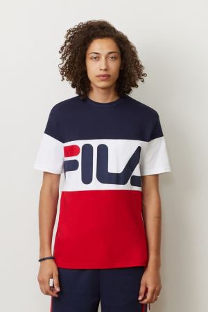 FILA Vialli Tee Shirts Navy / White / Red,Mens Clothing | CA.ZCLKFT971